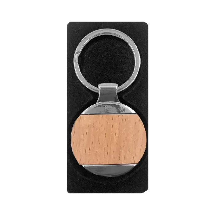 LLAVERO METALICO REDONDO MADERA - Imagen 2