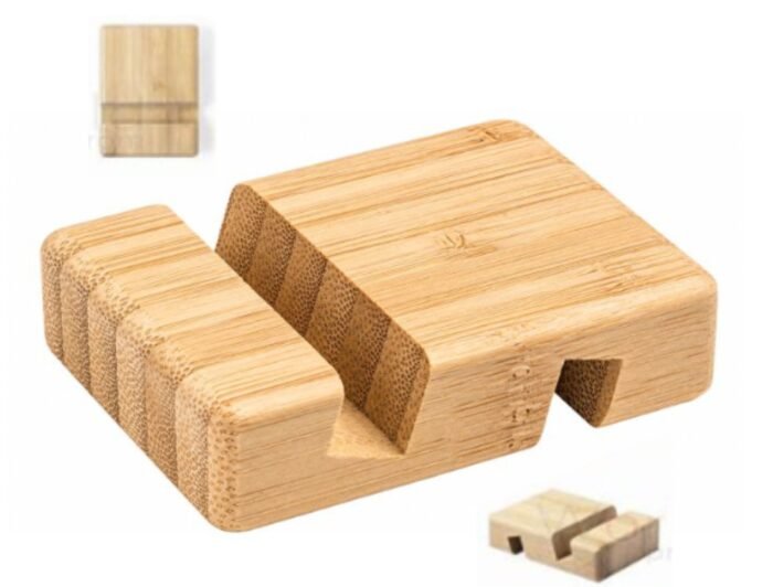 soporte de bambú para cel